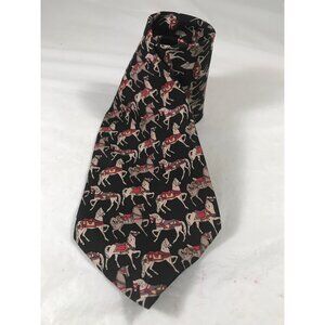 MBP Mens Italian Black Silk Equestrian Prancing Horse Tie